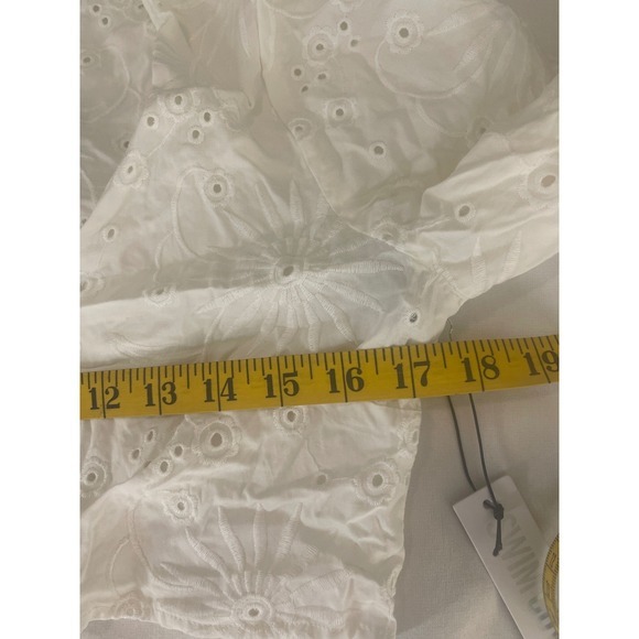 Forever 21 Cream Eyelet Swim Cover Up Top Tassel Tie Long Sleeve Y2K coquette - Picture 9 of 10